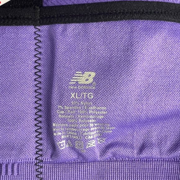New Balance Seamless Medium Impact Sports Bra - Purple & Black Racerback Stretch - Picture 8 of 10